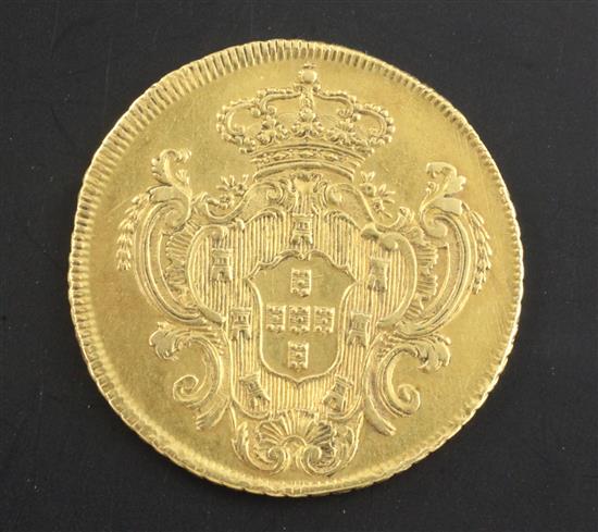 Brazil - a 1779 Maria and Pedro III 6400 Reis gold coin VF